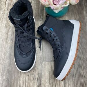 Vessi Black Winter Lace-Up Waterproof Boots with Brown Gum Sole